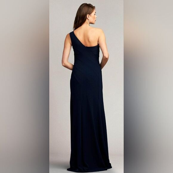 Tadashi Shoji One Sleeve A-line Evening Dress NWOT size Medium Midnight Blue - Picture 2 of 7